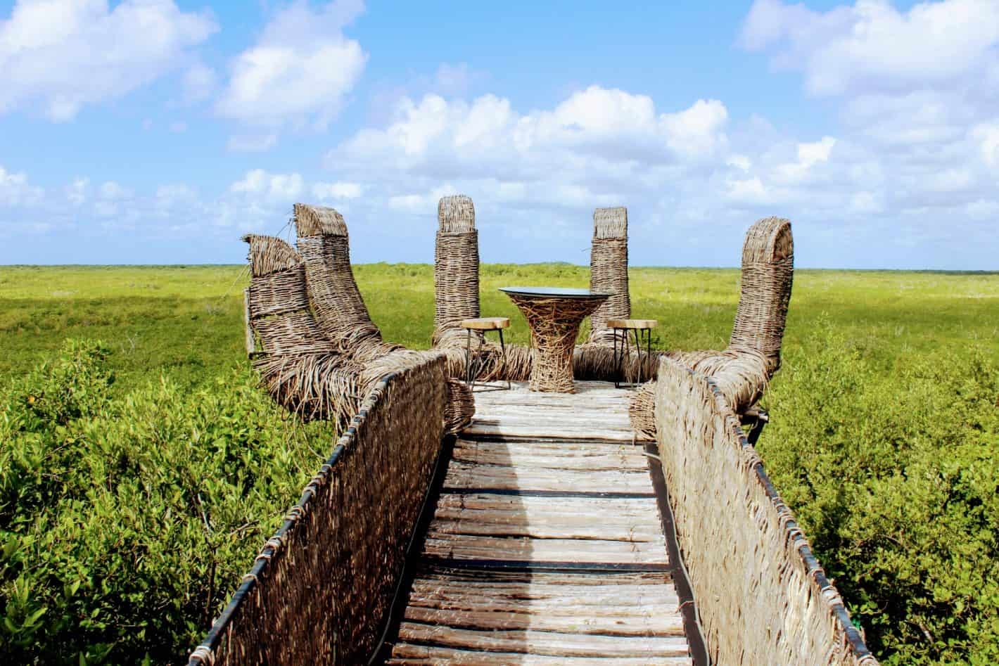 "THE HAND" The structure stands at 6 meters hight with an infinite view of the Mayan jungle. 